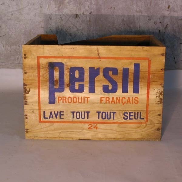 Wooden box with advertising...