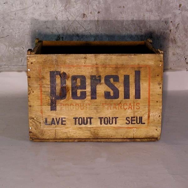 Wooden box with advertising...
