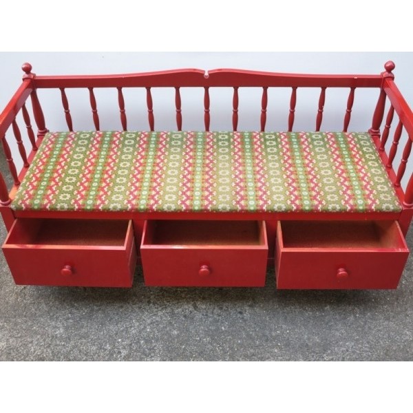 Red Art Nouveau Bench with...