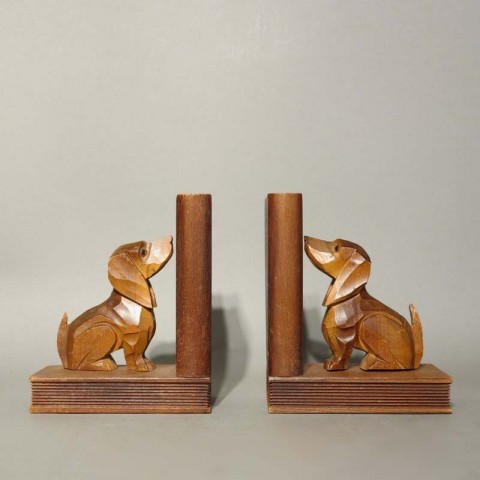 Two Vintage bookends made of wood. 1930 - 1940
