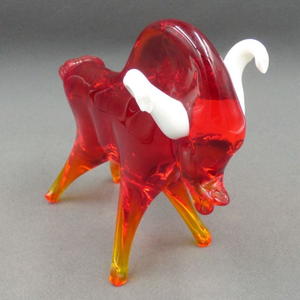 Red glass bull made from...