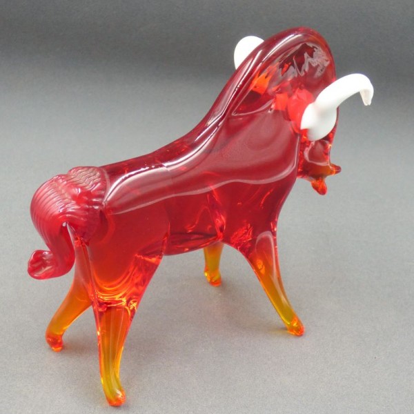 Red glass bull made from Murano glass. Italy 1950 - 1959