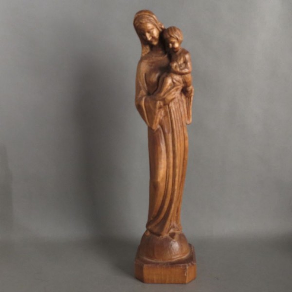 Carved wooden figure virgin...